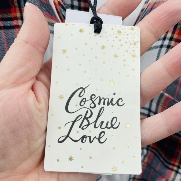 Stitch Fix Cosmic Blue Love Womens XS Plaid Hayley Button Down Woven Top 1868 - Picture 7 of 9